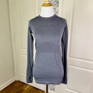 Lululemon Swiftly Tech Shirt Top Women's 4 Gray Stretch Athletic Active Logo